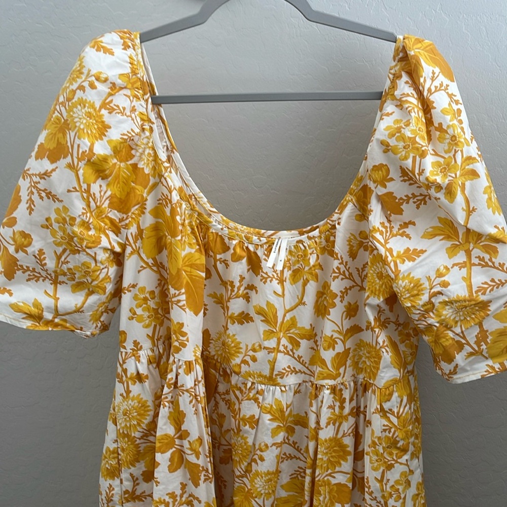 By Anthropologie Tiered Poplin Midi Dress Yellow NWT XL